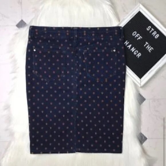 Anthropologie PILCRO blue jean polkadot skirt - Picture 2 of 6